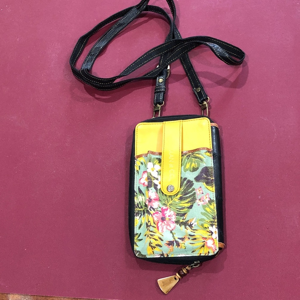 Vaan & Co Cell Phone Crossbody Leather & Canvas Laguna Prism pattern Name